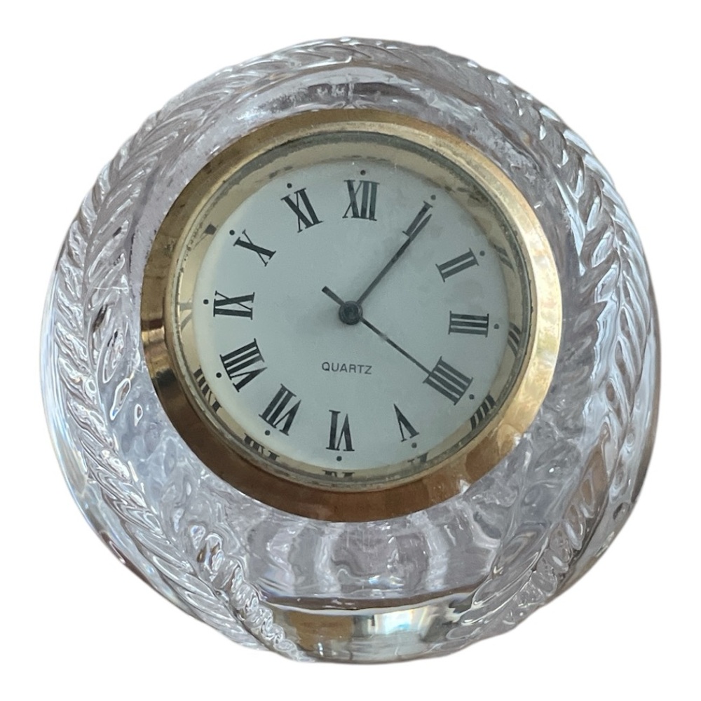 Crystal Baseball Clock with Goldtone Accents